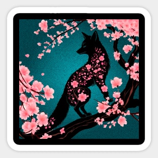 Spring sakura fox with background Sticker